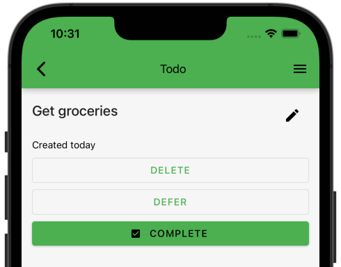 iPhone showing a form for editing a todo task