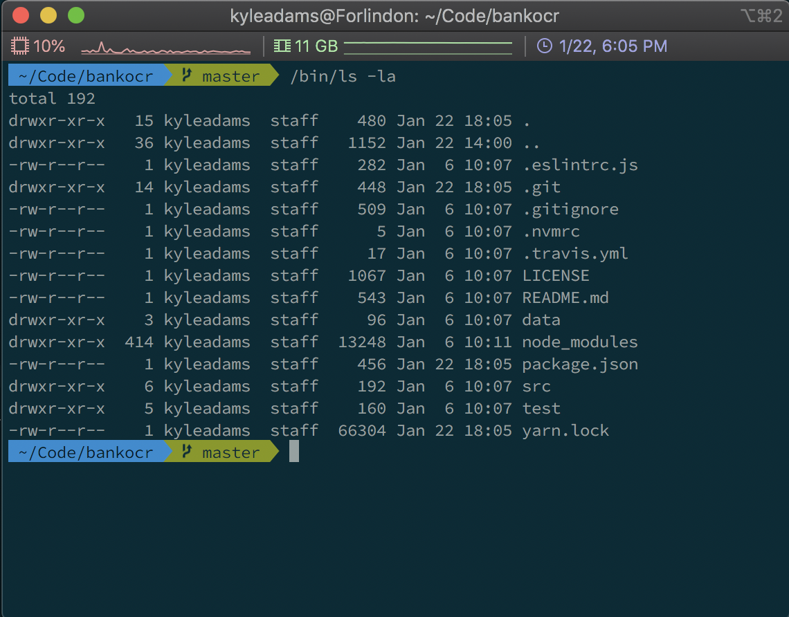 Screenshot of running the ls command